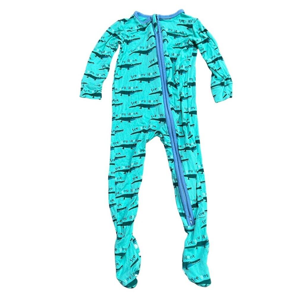 Kickee Pants Print Bamboo Print Footed Glass Later Alligator Unisex 9-12 Months